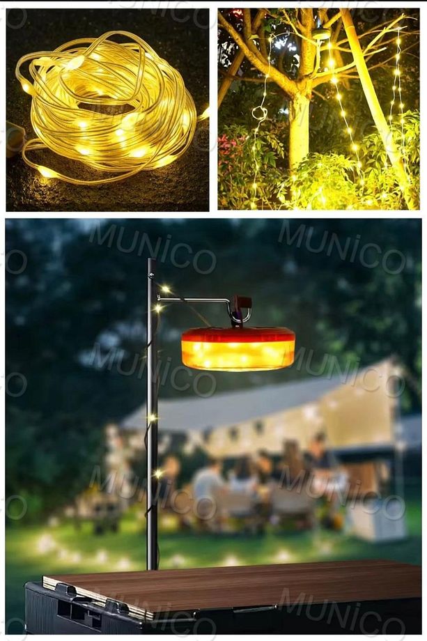 LED Şerit Işık Kamp Feneri Şarj Edilebilir 8 Aydınlatma Mod 2'si 1 Arada Taşınabilir Dış Mekan Işığı - 8
