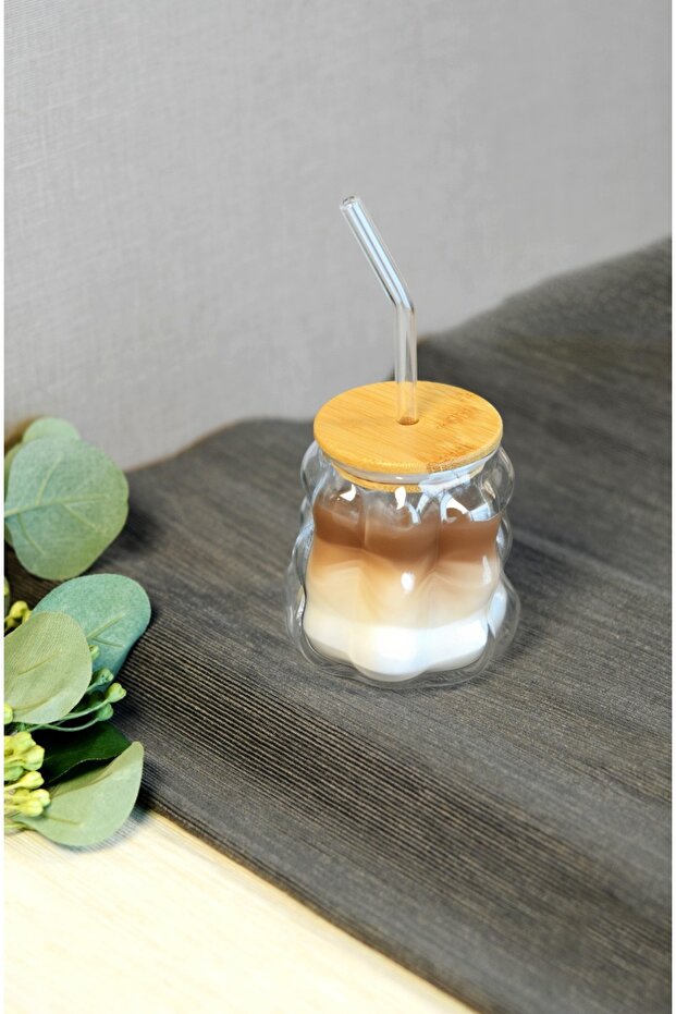 Pinterest Glass with Beads & Grape Shape Straw