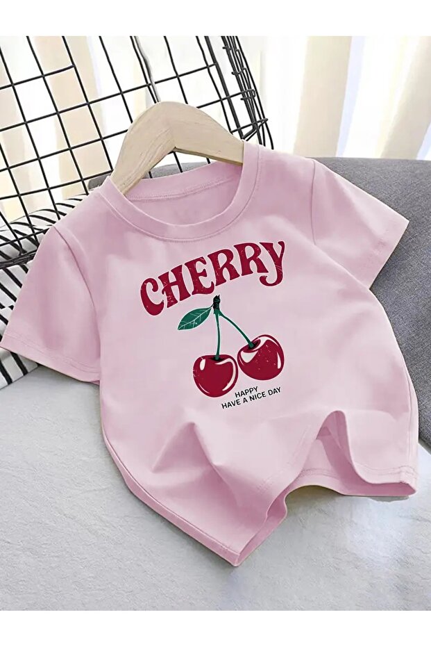 تي شيرت كبير الحجم للجنسين بتصميم Cherry Kids