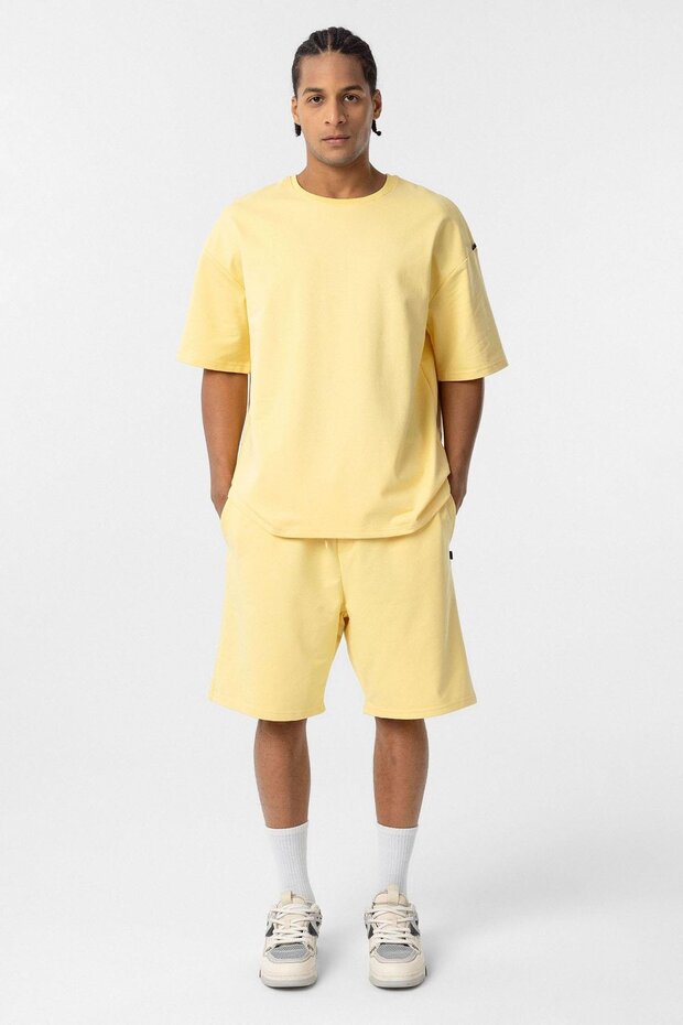 Basic Oversize Şort Takım Sarı - 1