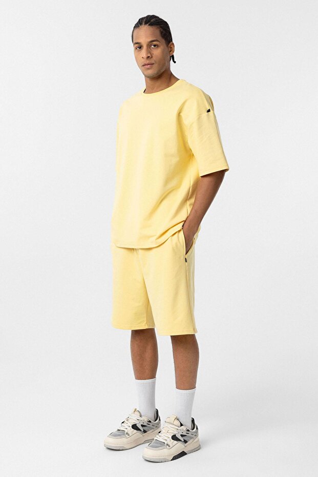 Basic Oversize Şort Takım Sarı - 2