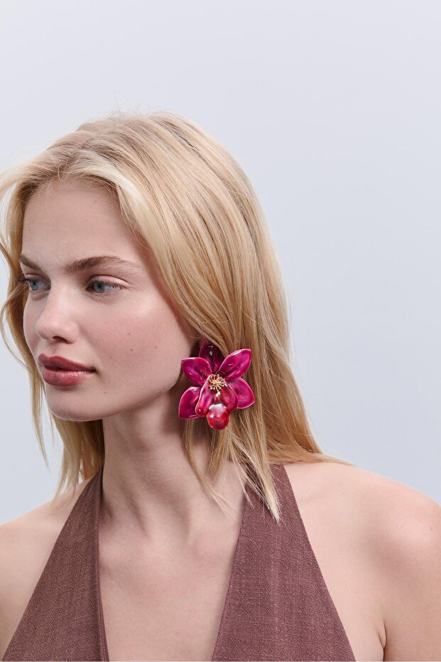 Orkide Çiçek Küpe - 4