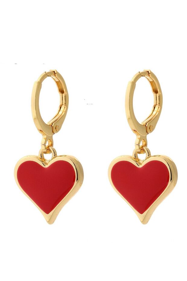 Red Heart Dangle Women's Earrings