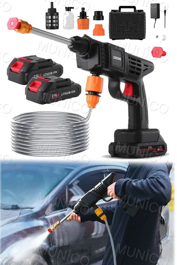 Halı Araba Motorsiklet Yıkama Tabancası Yüksek Basınçlı Şarj Edilebilir Araba Yıkama Püskürtme Cihaz - 3
