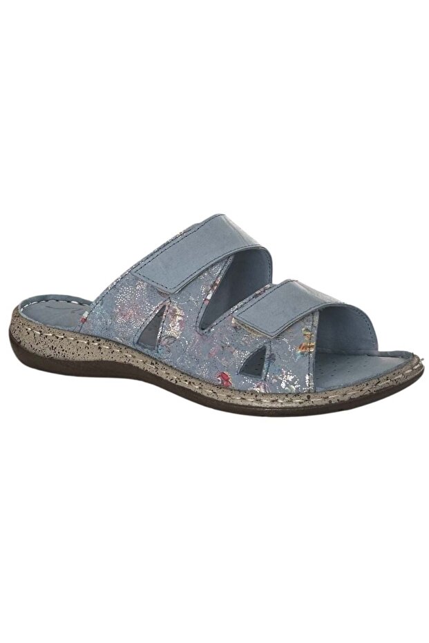 25Y Nbl03 Blue Women's Genuine Leather Daily Slippers