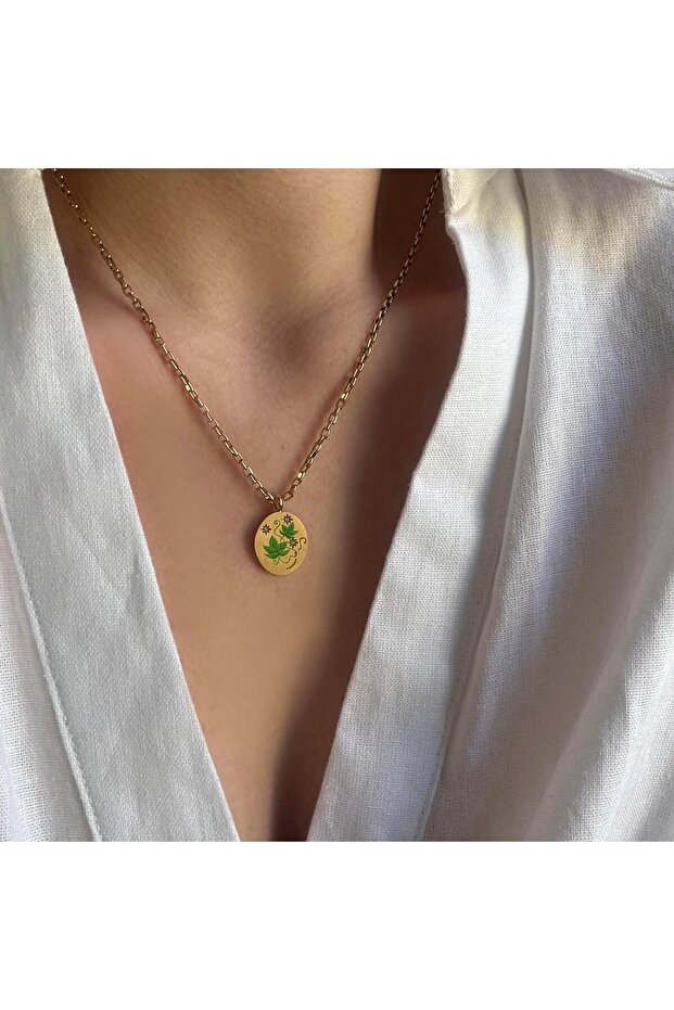 Çelik Leaf Kolye - 2