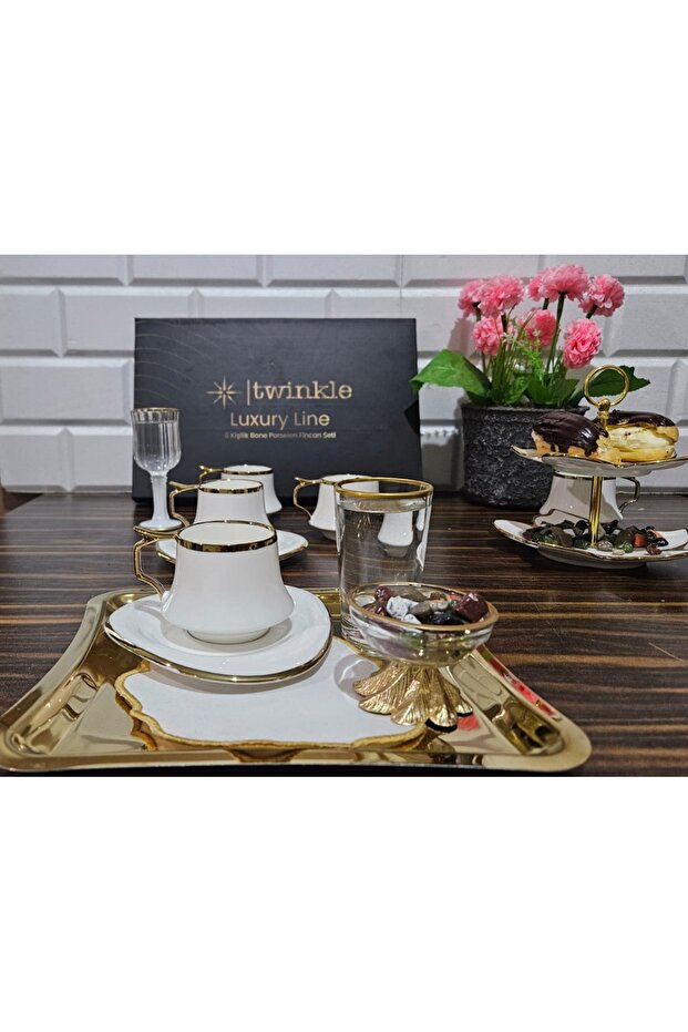 Luxury Gold Bone Porcelain Coffee Cup Set 03Gld01
