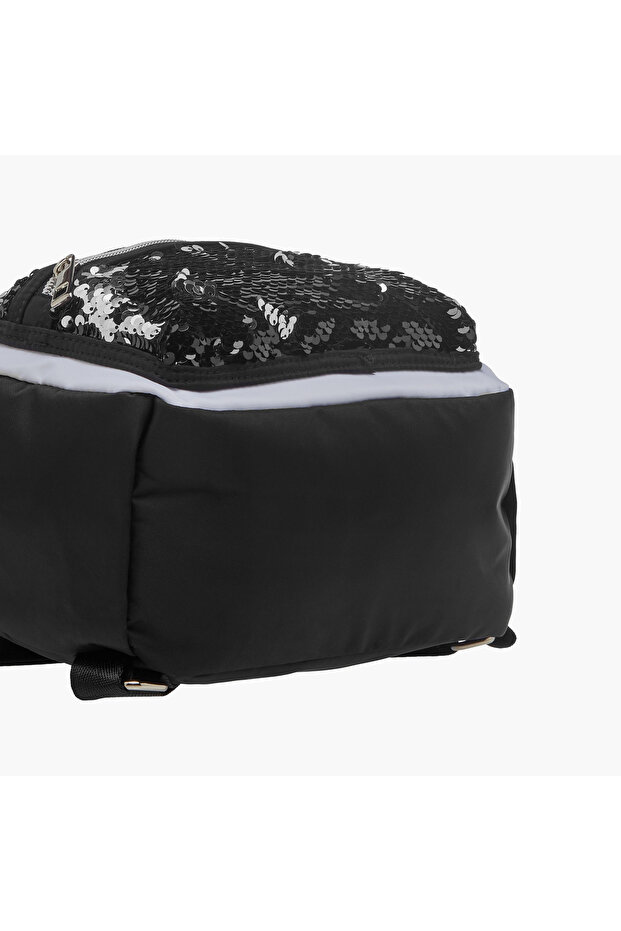 حقيبة ظهر بطبعة باندا مرصعة بالترتر مع أحزمة قابلة للتعديل - 27×23×11 سم - 6