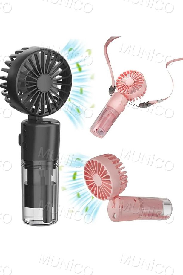 Elle Tutulabilir Taşınabilir Buharlı Vantilatör Mini Fan 4 Hız Ayarı, Şarjlı Buharlı Vantilatör Fan - 8
