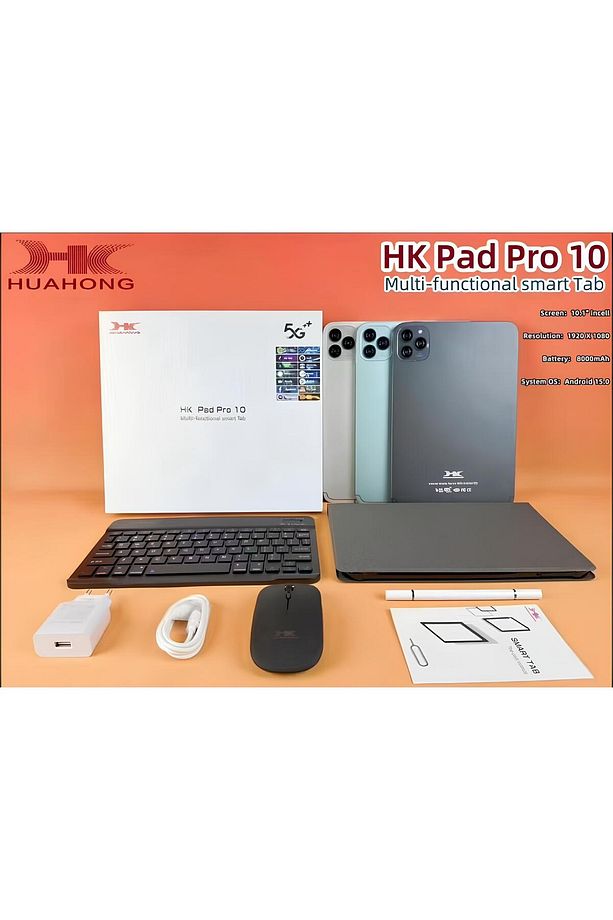 HK Pad Pro 10 Tablet 10.1 İnç Ekran 16GB+1TB - 5G Android 15 8000mAh Klavyeli Set - 2