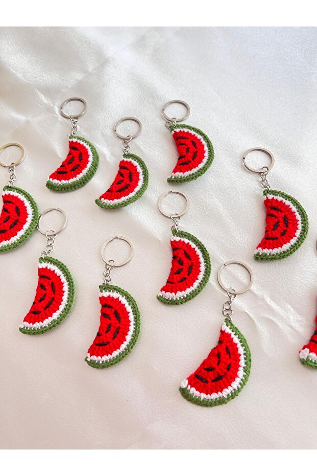 Hand Knitted Watermelon Keychain Bag Charmi Ornament 1Pc