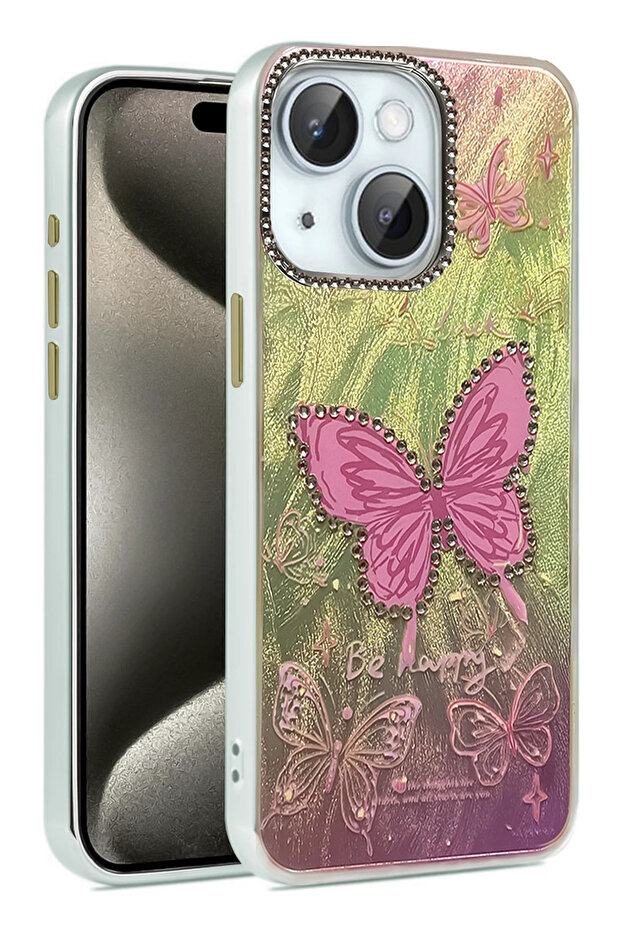 غطاء حماية لهاتف iPhone 15 - غطاء منقوش بمرآة - نمط 5 SPTGL - 1