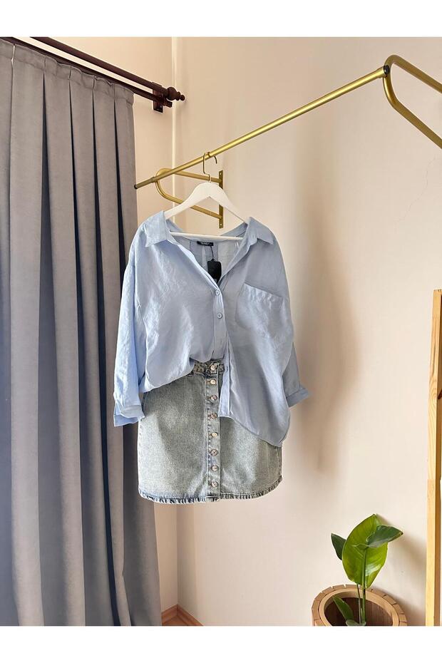 DÜŞÜK OMUZLU OVERSİZE GÖMLEK - 1