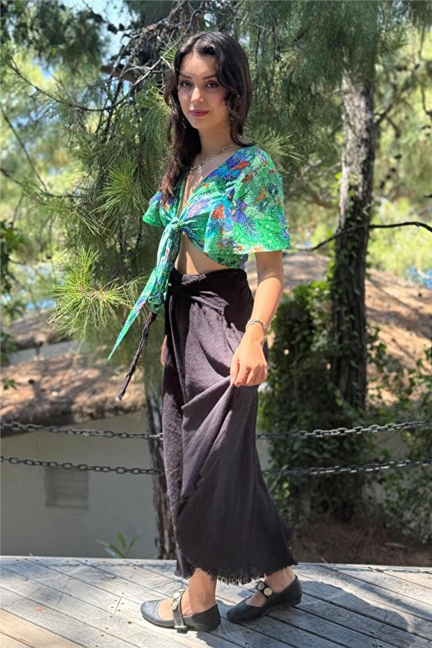 Green Patterned Blouse - 8