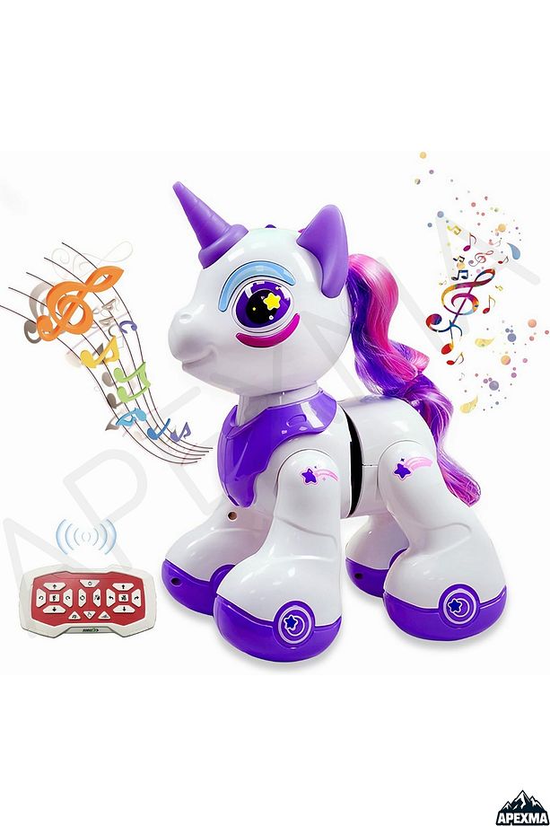 Oyuncak Uzaktan Kumandalı Sesli Işıklı Müzikli Pilli Dokunma Sensörlü İnteraktif Robot Unicorn At - 2