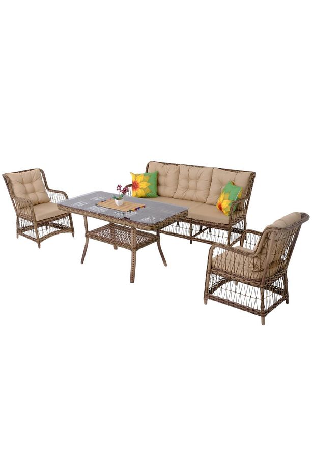 LaVida Bahçe Oturma Takımı | Rattan Bahçe Balkon Takımı | 3+1+1 ve Sehpa - 8