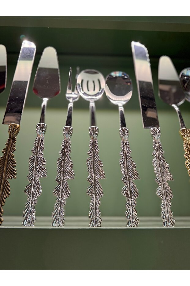 Esterhomedecor Set of 5 Metal Serving Spoons Silver