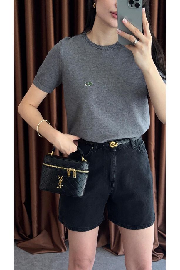 Şehir Boy Antrasit Denim Şort - 3
