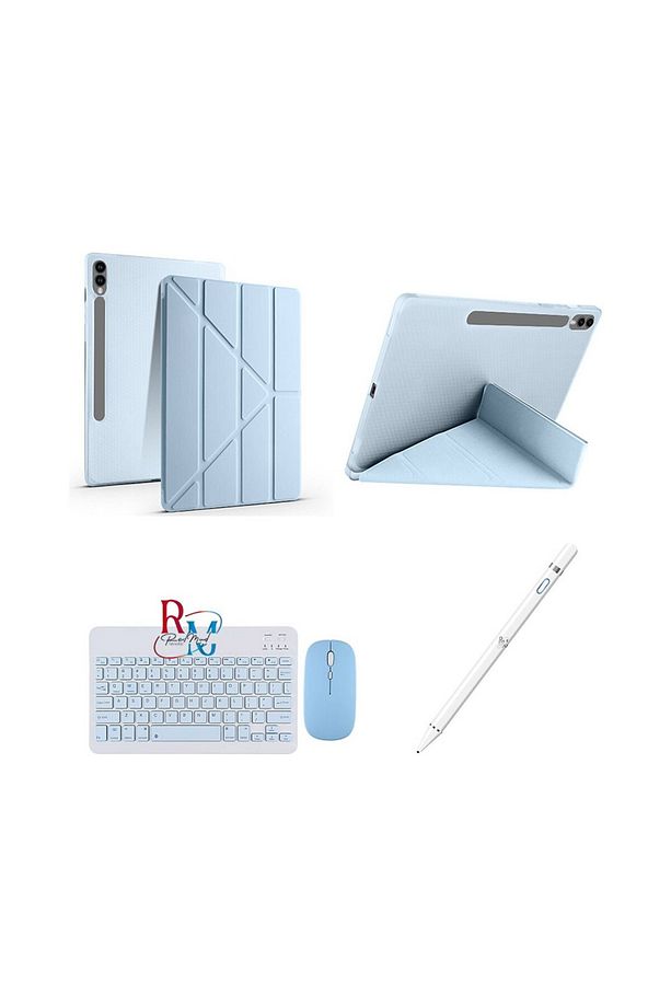 Samsung Galaxy Tab S10 FE Plus 13.1" ile Uyumlu Standlı Kılıf Dokunmatik Kalem ve Klavye Mouse Set - 1