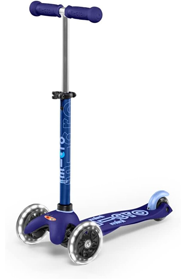 Scooters - Mini Deluxe Blue with LED Wheels MMD142 |Adjustable Handlebar |3 Wheels |Max Load 5
