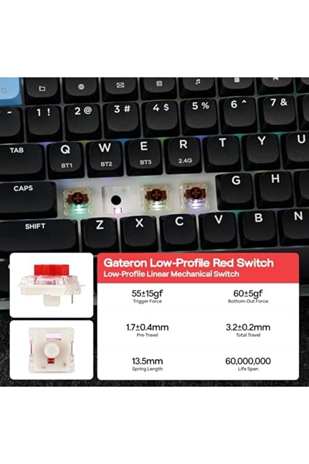 Luma84 Low Profile Aluminum Mechanical Keyboard, QMK/VIA Programmable, Tri-Mode Wireless, W - 6