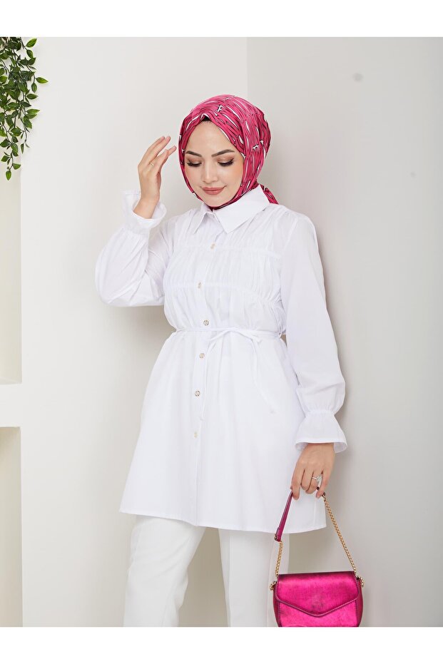 Women's Buttoned Lace Detailed White Shirt