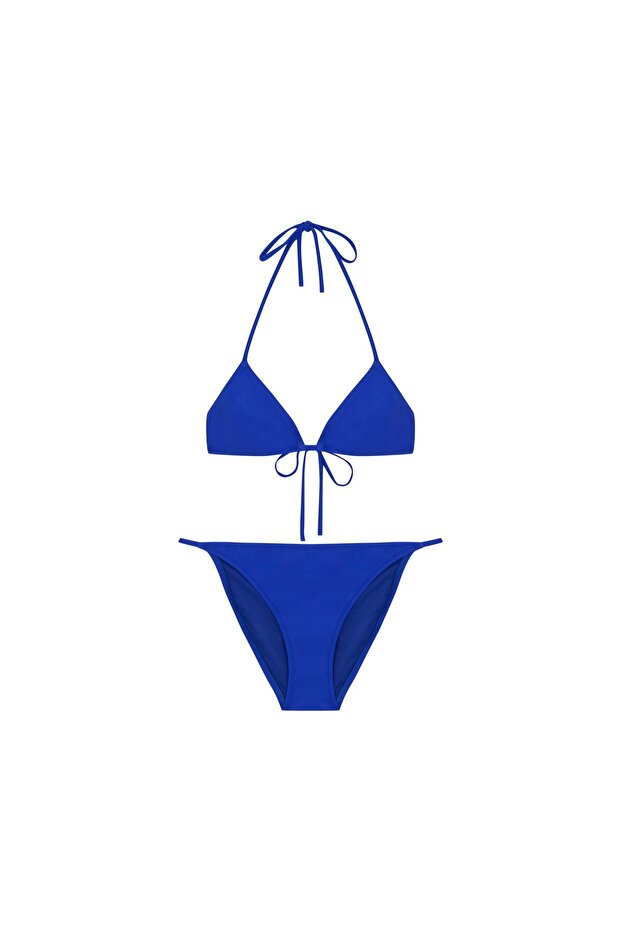Blue Tie-Up Triangle Bikini