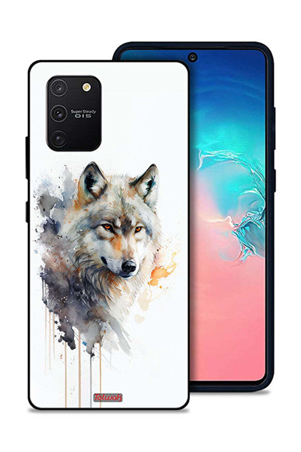 غطاء حماية لهاتف Samsung Galaxy S10 Lite بتصميم فن تجريدي من الذئب