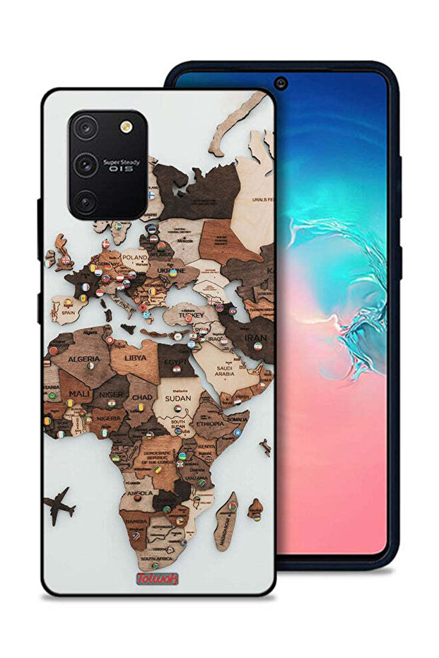 غطاء حماية لهاتف Samsung Galaxy S10 Lite بتصميم خريطة العالم