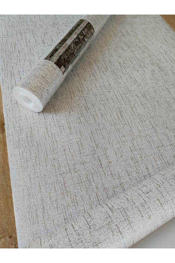 Gri Gümüş Kendinden Desenli Silinebilir Sade Duvar Kağıdı 5,3 M² - 1