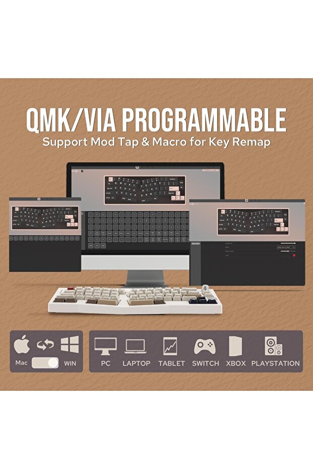 Alice 66 Wireless Gaming Keyboard, Alice Layout QMK/VIA Programmable Mechanical Keyboard, B - 5