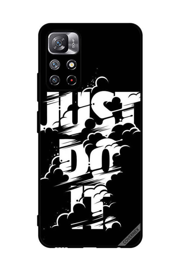 غطاء حماية لهاتف شاومي ريدمي نوت 11S 5G، مطبوع عليه Just Do It باللونين الأبيض والأسود