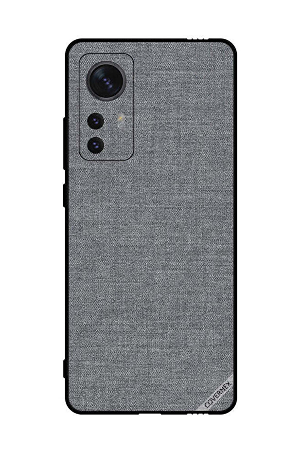 Protective Case Cover For Xiaomi 12 Grey Cloth Pattern