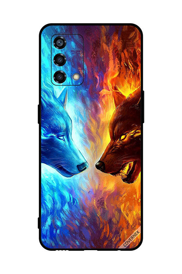 غطاء حماية لهاتف Oppo Reno6 Lite الذئب المائي والنار