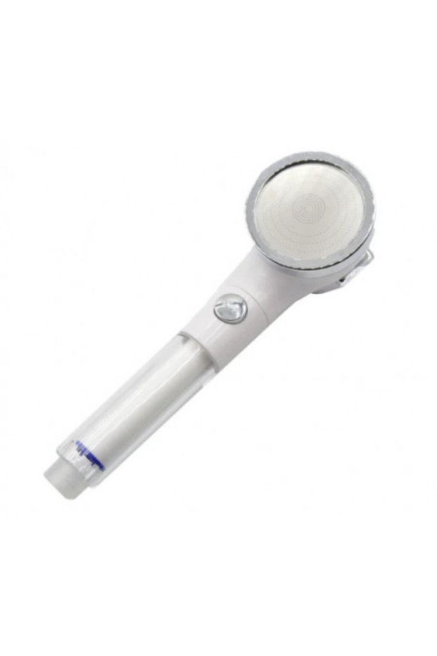 Showerhead with Pressure Boost Function and Cotton Filter, White