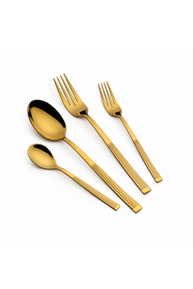 48-piece Gold Cutlery Set with Stand