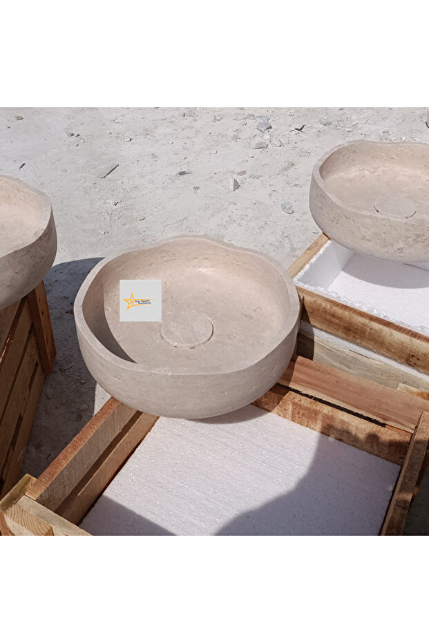 Traverten Gizli Giderli Dalgalı Lavabo - 3