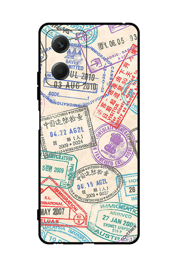 Protective Case Cover For Xiaomi Redmi Note 12 Travel Stamps Pattern