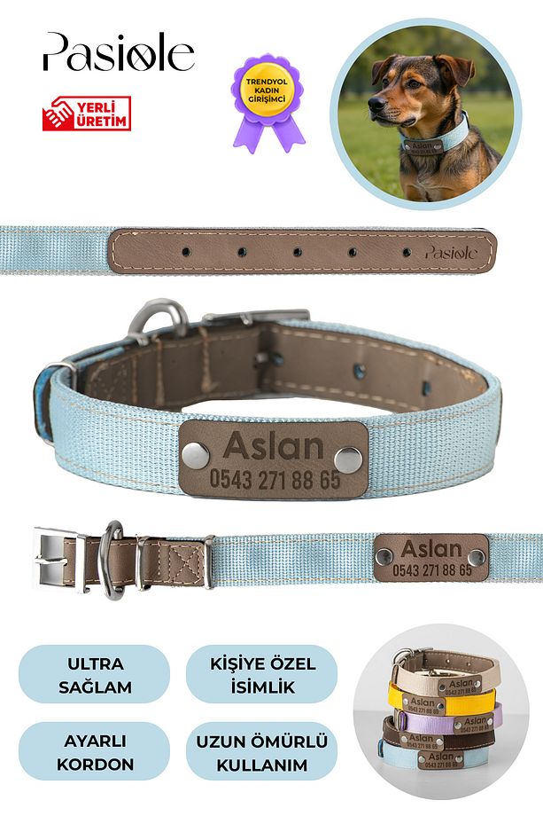 Köpek İsimli Deri Boyun Tasması | Büyük Ve Orta Irk Köpek Boyun Tasması | Kişiselleştirilebilir - 1