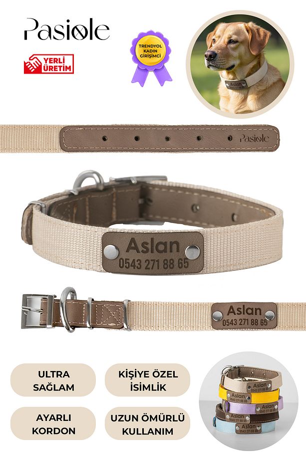 Köpek İsimli Deri Boyun Tasması | Büyük Ve Orta Irk Köpek Boyun Tasması | Kişiselleştirilebilir - 1