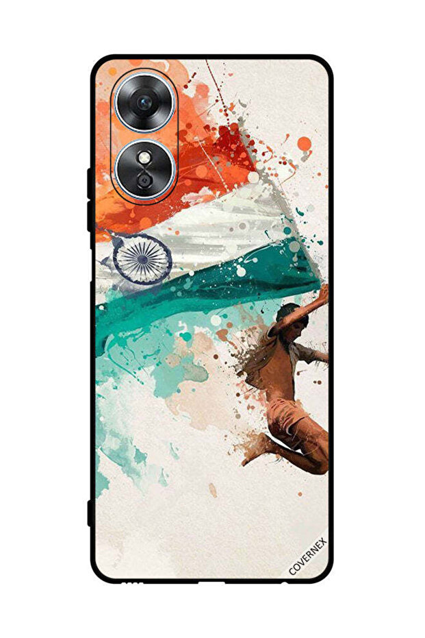 غطاء حماية لهاتف Oppo A17 يحمل علم الهند أثناء الطيران