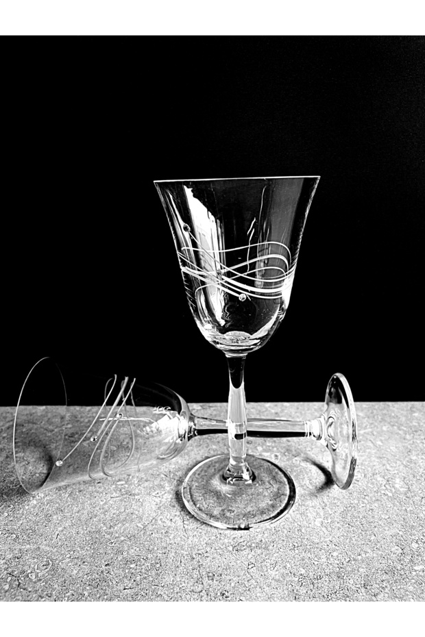 Stone Decorated Decorative Footed Glass Set – Set of 4 – Stylish & Luxurious Presentation Glasses