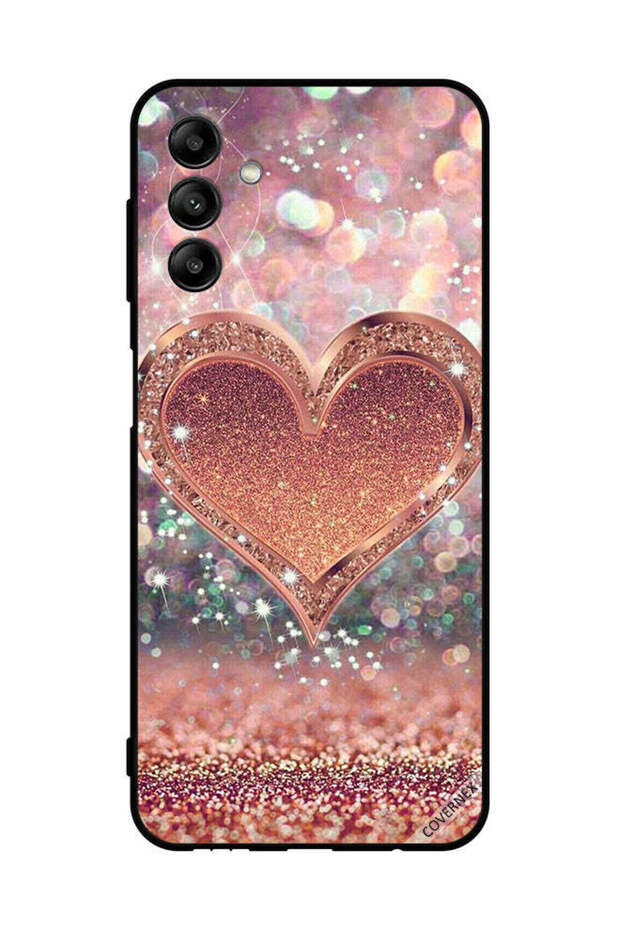 غطاء حماية لهاتف سامسونج جالاكسي A04s بتصميم قلب لامع