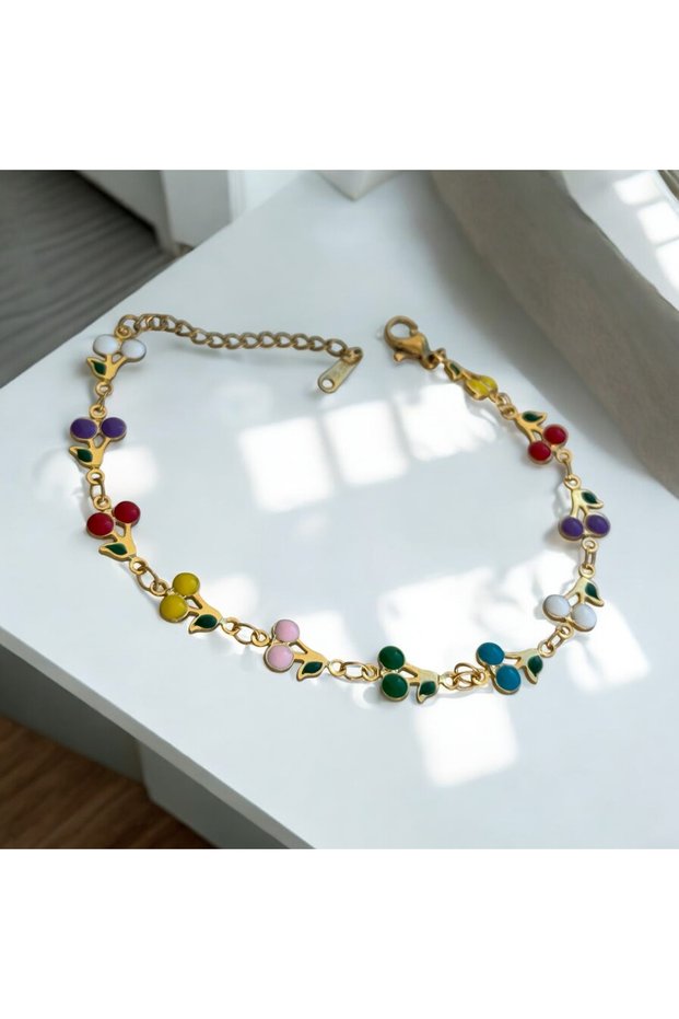 Steel Bracelet with Cherry Figure (2 Years Importer Guaranteed)