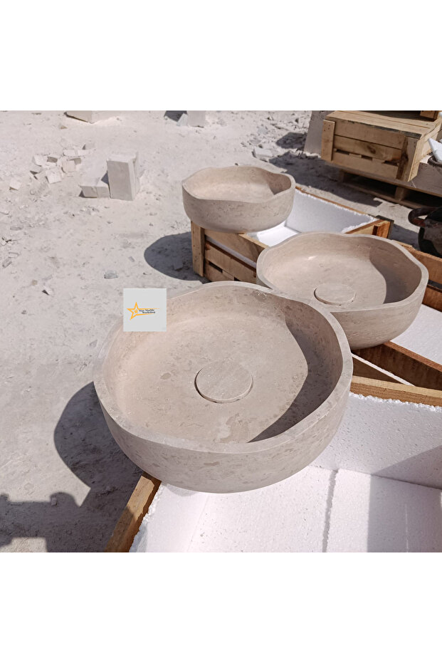Traverten Gizli Giderli Dalgalı Lavabo - 1