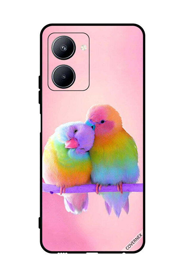 غطاء حماية لهاتف Realme C33 بنقشة طيور لطيفة
