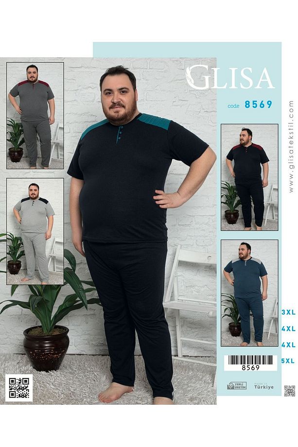 Kısa Kollu Battal Erkek Pijama Takımı - 1