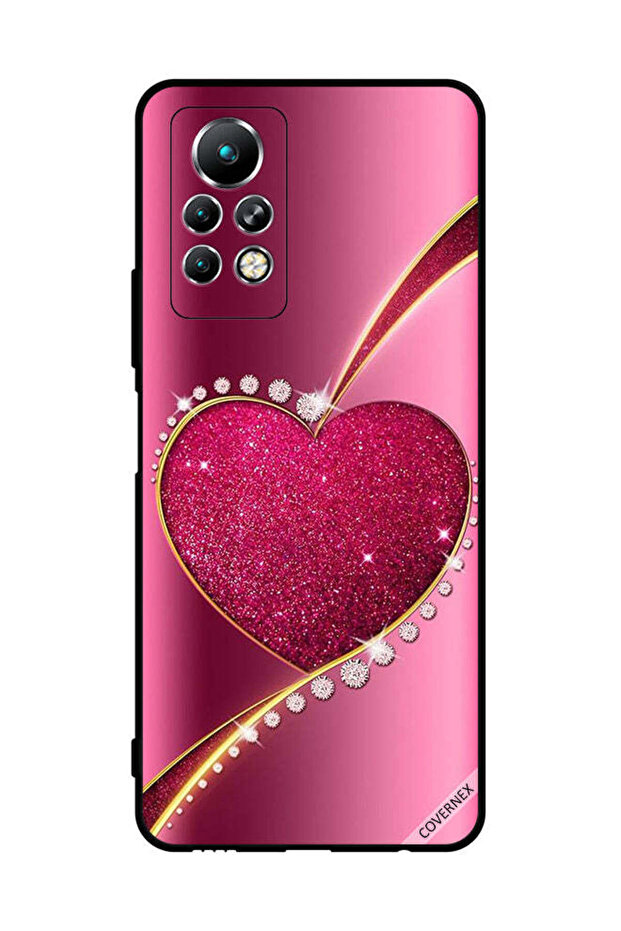 غطاء حماية لهاتف Infinix Note 11 Pro بتصميم قلب لامع من الألماس