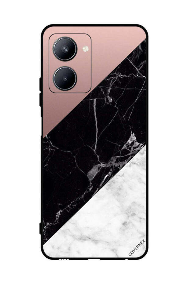 غطاء حماية لهاتف Realme C33 بنمط مزيج من الرخام واللون العادي