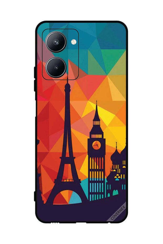 غطاء حماية لهاتف Realme C33 بنمط باريس الملون